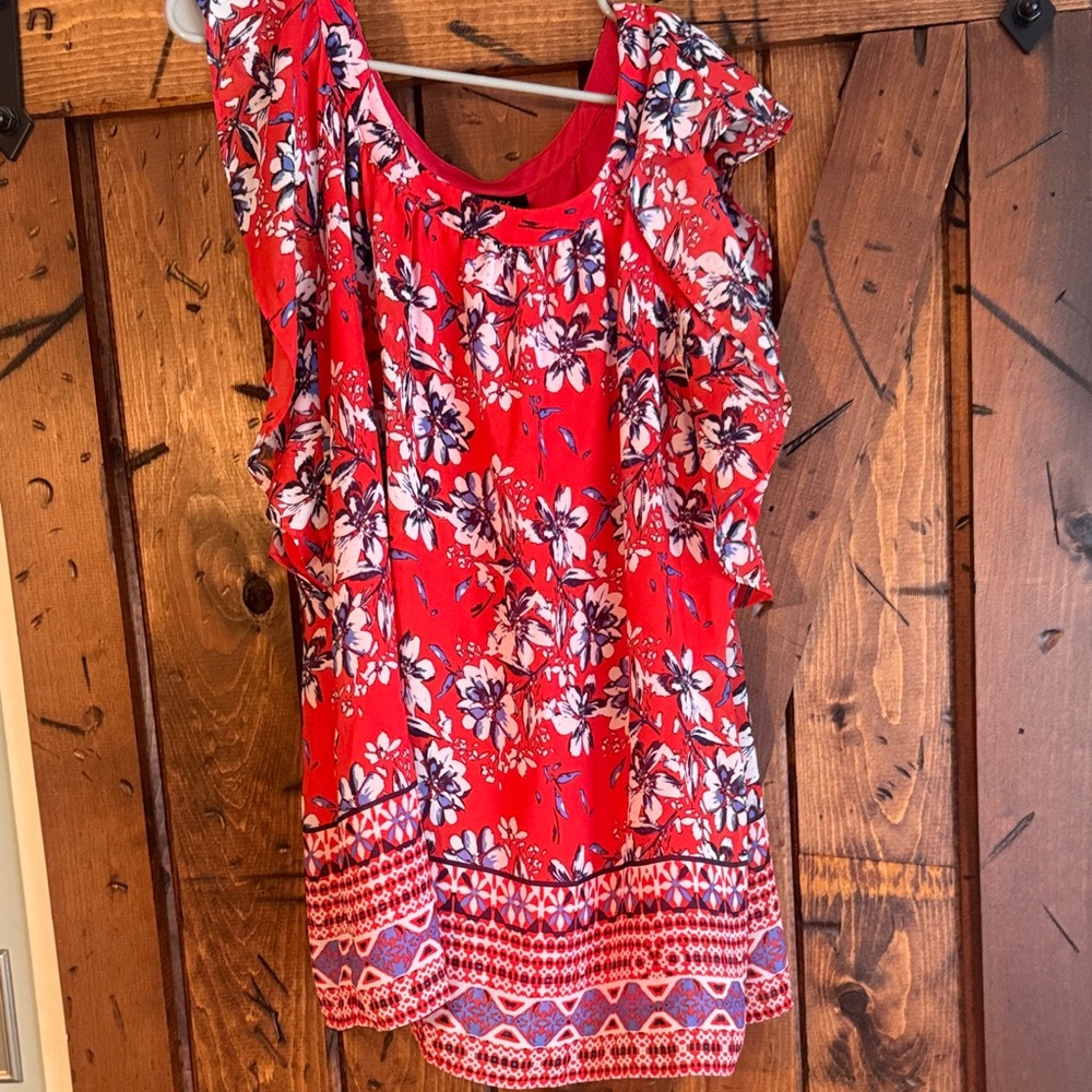 Alyx Red Floral Ruffle Top